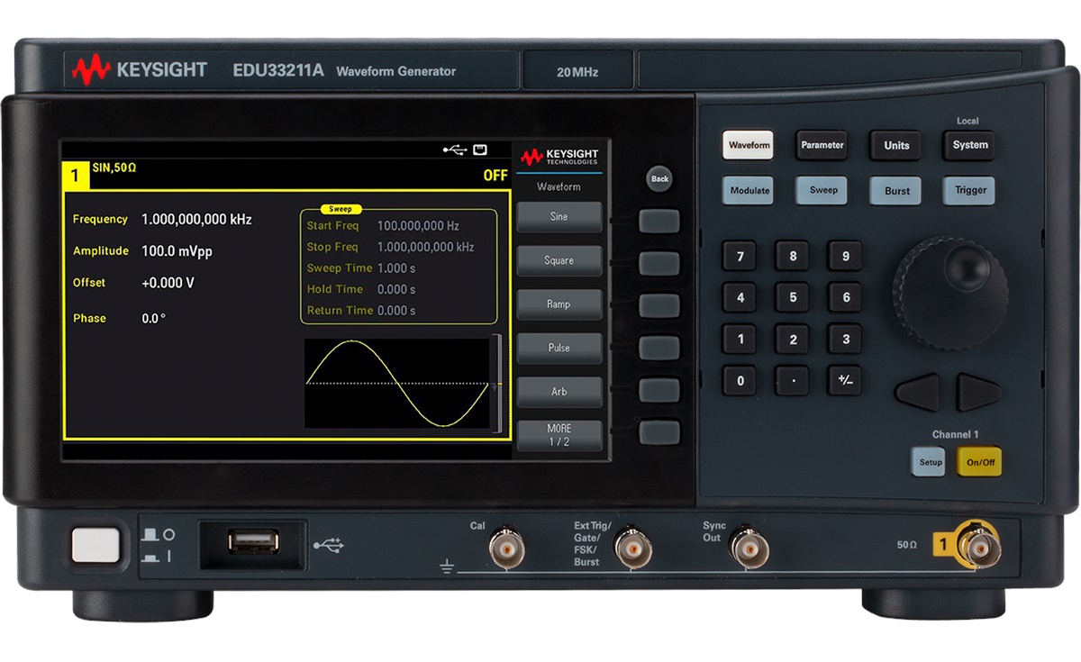 EDU33211A Trueform Arbitrary Waveform Generator, 20 MHz, 1-channel